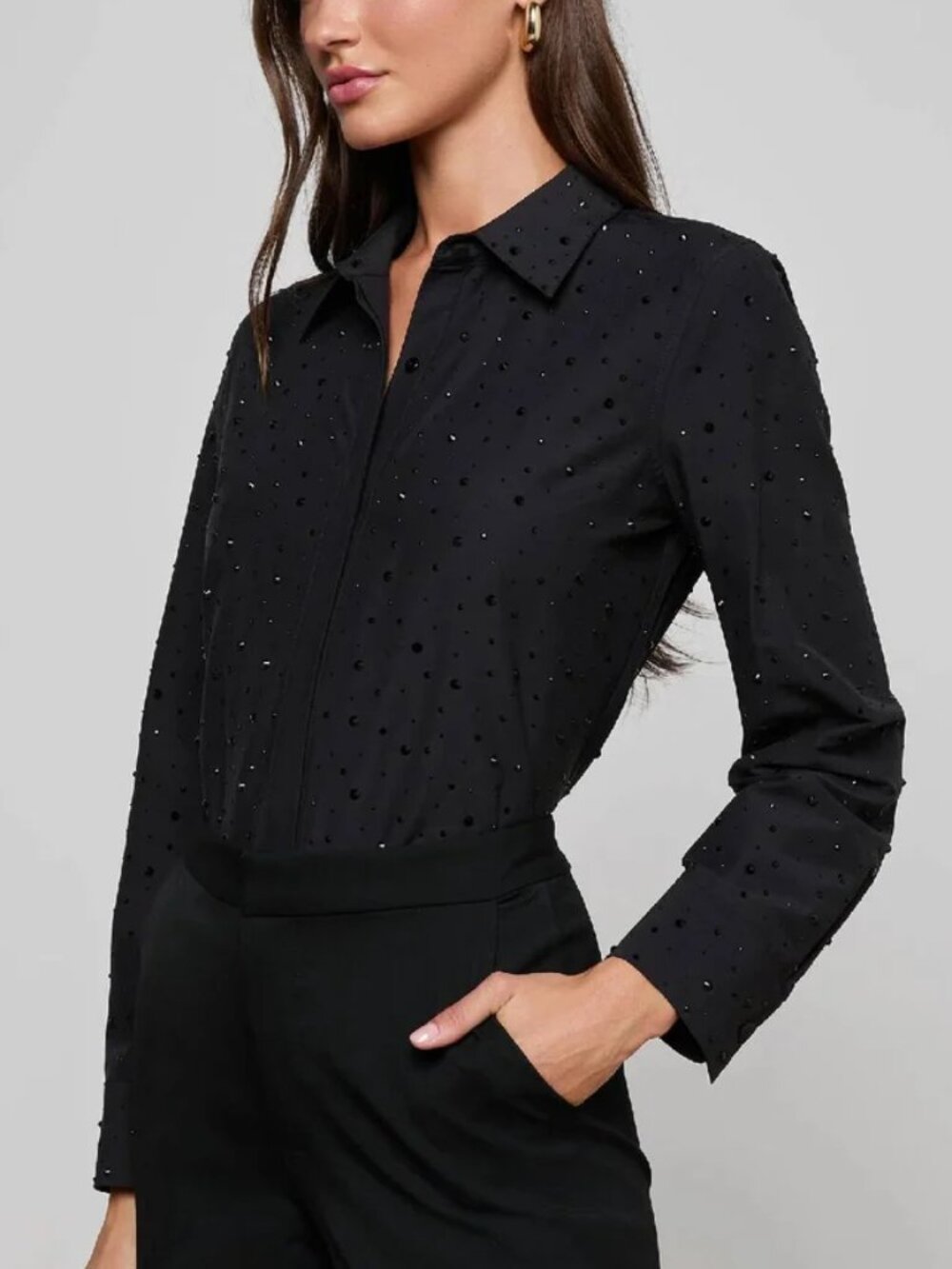 L'AGENCE Black & Crystal Ellery Blouse – Size S